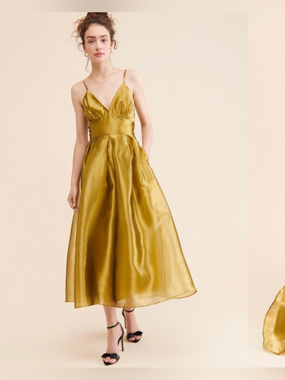 Anthropologie Gold Maxi Dress